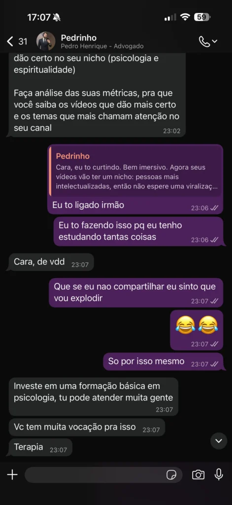 Print de depoimento de aluno do Além das Sombras (1)